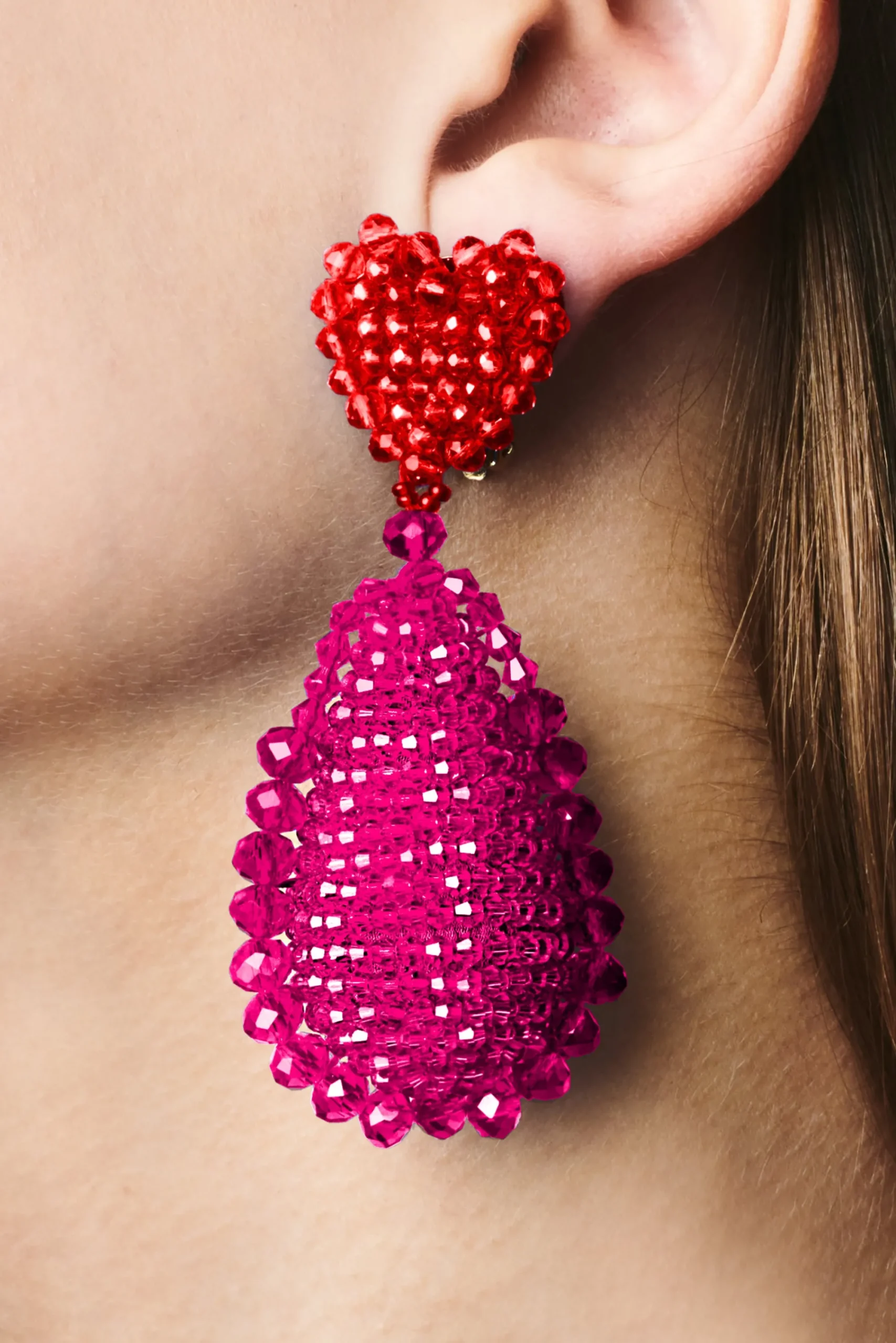 Clearance Sachin & Babi Adeline Earrings - Faceted Beads Ruby/raspberry