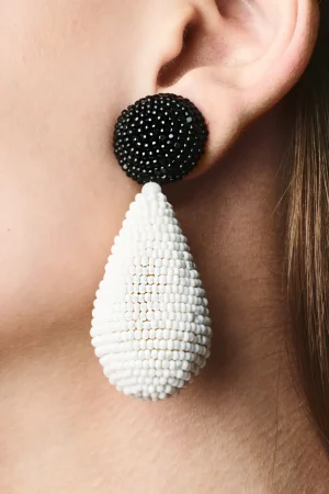 Shop Sachin & Babi Alena Earrings - Smooth Beads White/jet