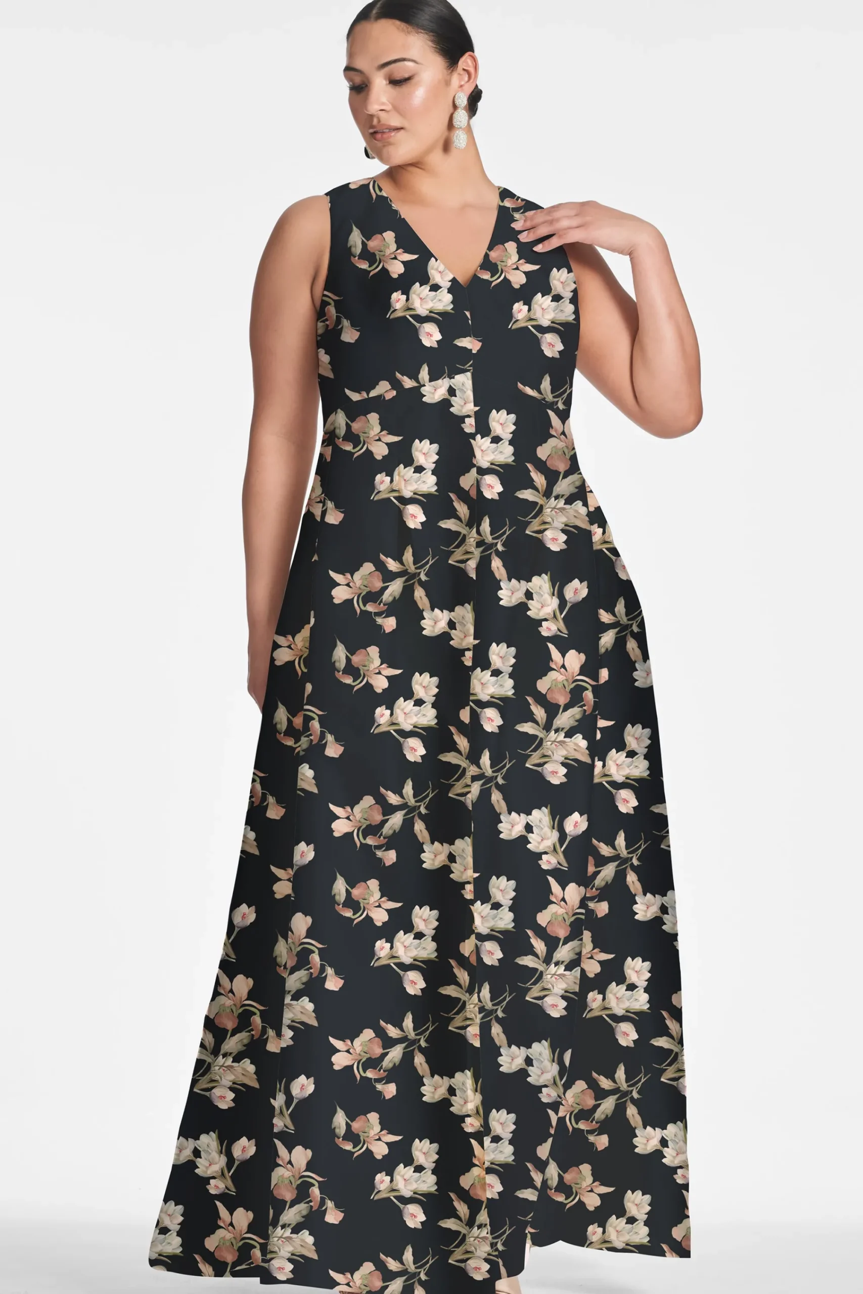 Shop Sachin & Babi Brooke Gown - Black Venetia Petal Blackvenetiapetal