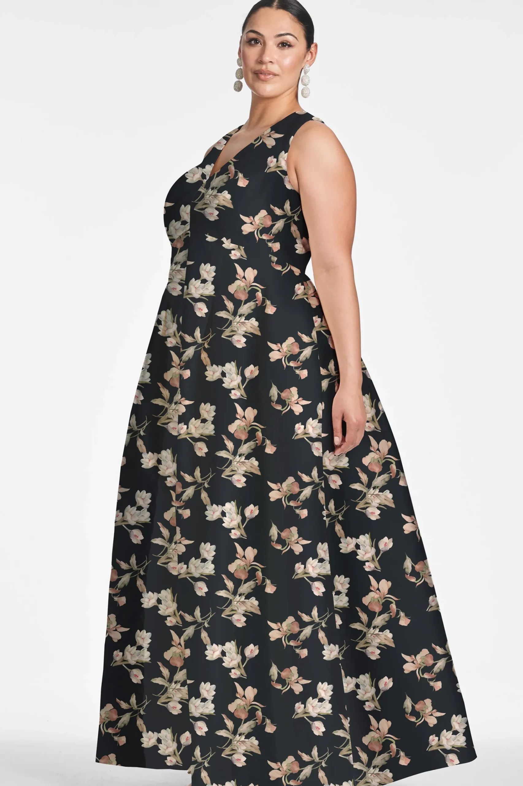 Shop Sachin & Babi Brooke Gown - Black Venetia Petal Blackvenetiapetal