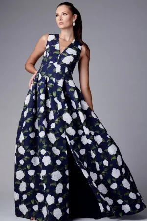 Clearance Sachin & Babi Brooke Gown - Navy/Ivory Moonlit Garden Navy/ivorymoonlitgarden