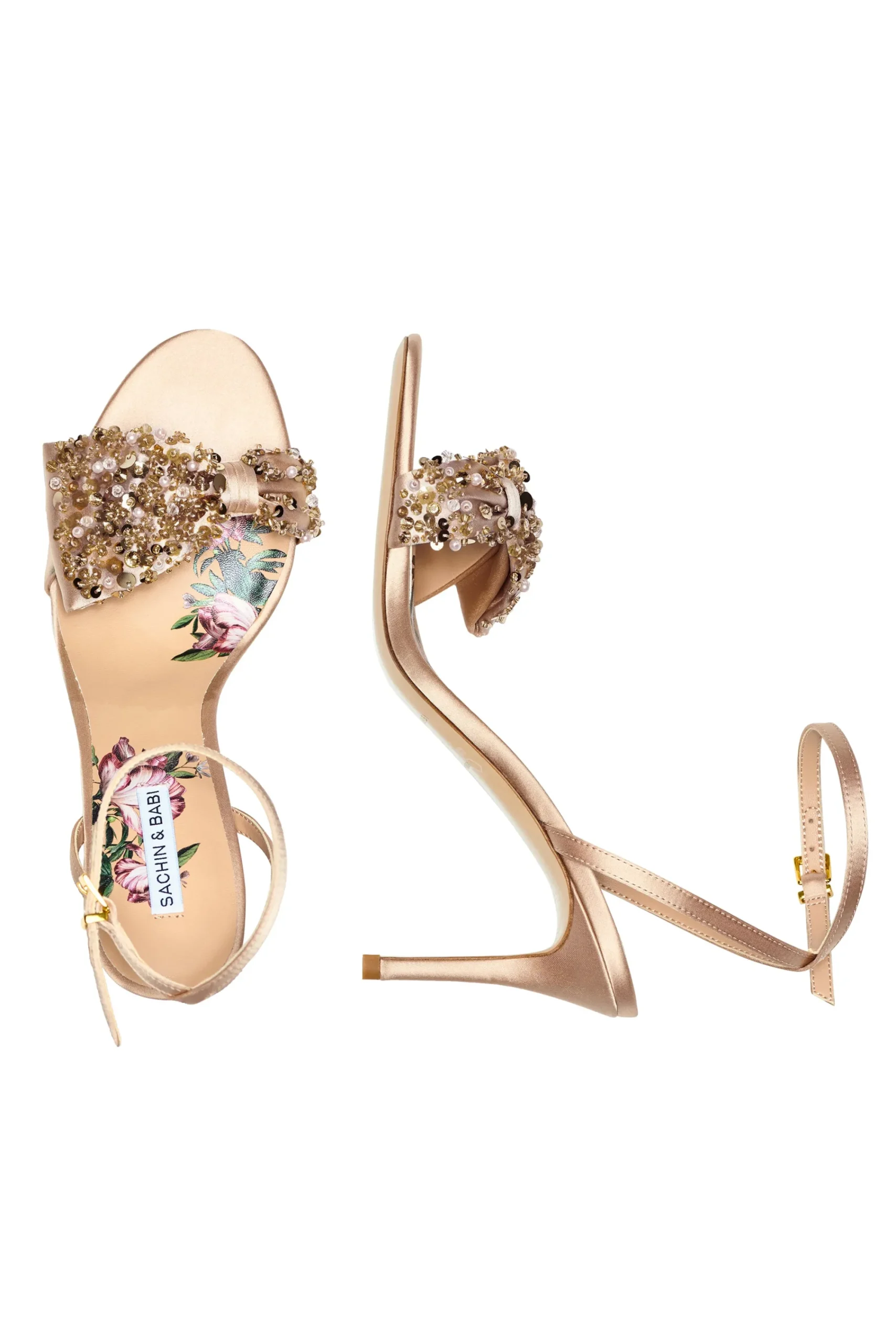 Discount Sachin & Babi Chelsea Embellished Obi-Bow Open Toe - Champagne