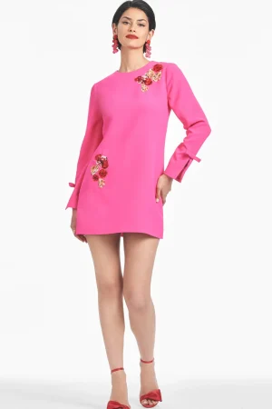 Clearance Sachin & Babi Embroidered Lily Dress - Electric Pink Electricpink