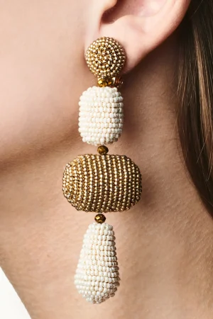 Best Sachin & Babi Josephine Earrings - Smooth Beads Gold/ivory