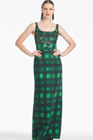 Best Sachin & Babi Lana Gown - Emerald Shibori Emeraldshobori