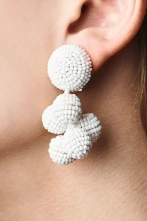 Discount Sachin & Babi Mini Coconuts Earrings - Smooth Beads White