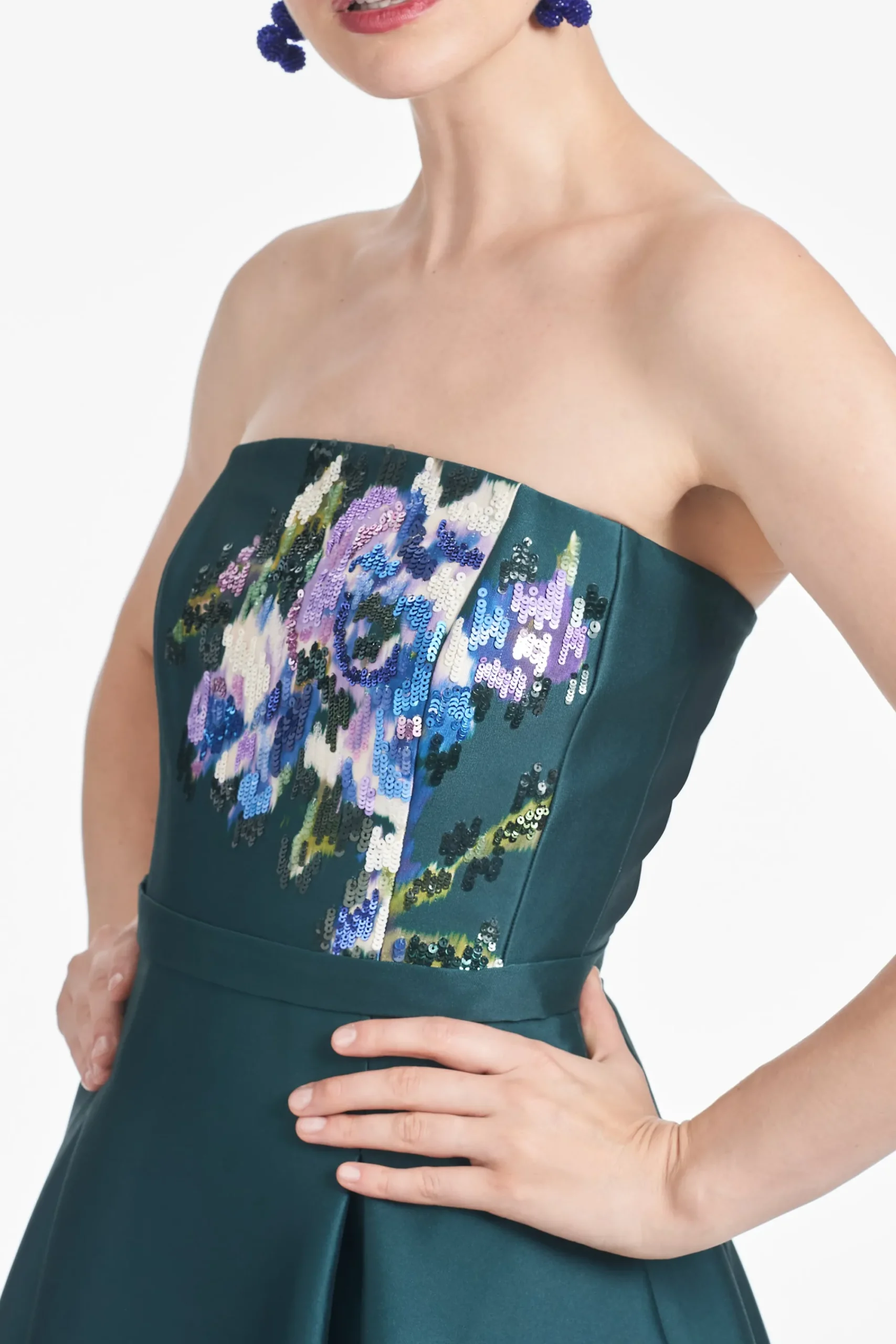 Clearance Sachin & Babi Shay Dress - Forest Green Placement Ikat Forestgreenplacementikat