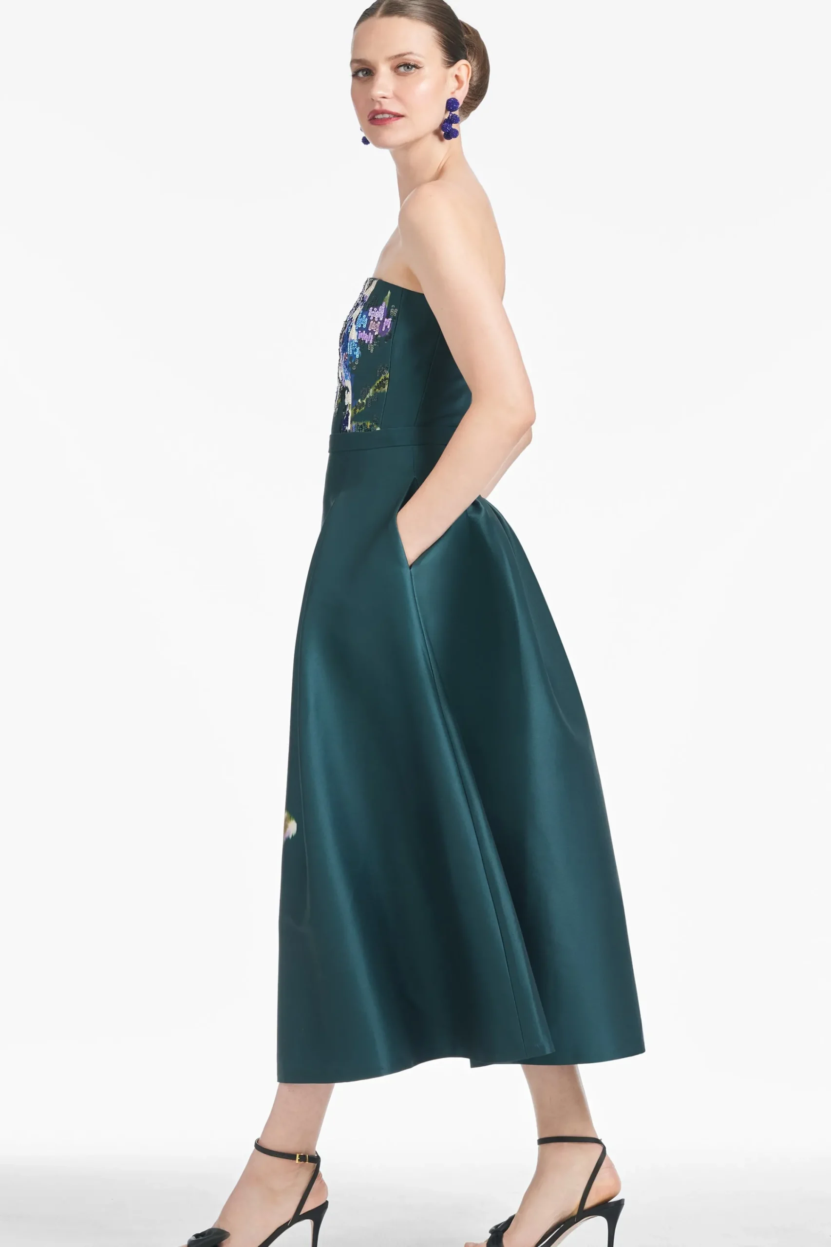 Clearance Sachin & Babi Shay Dress - Forest Green Placement Ikat Forestgreenplacementikat