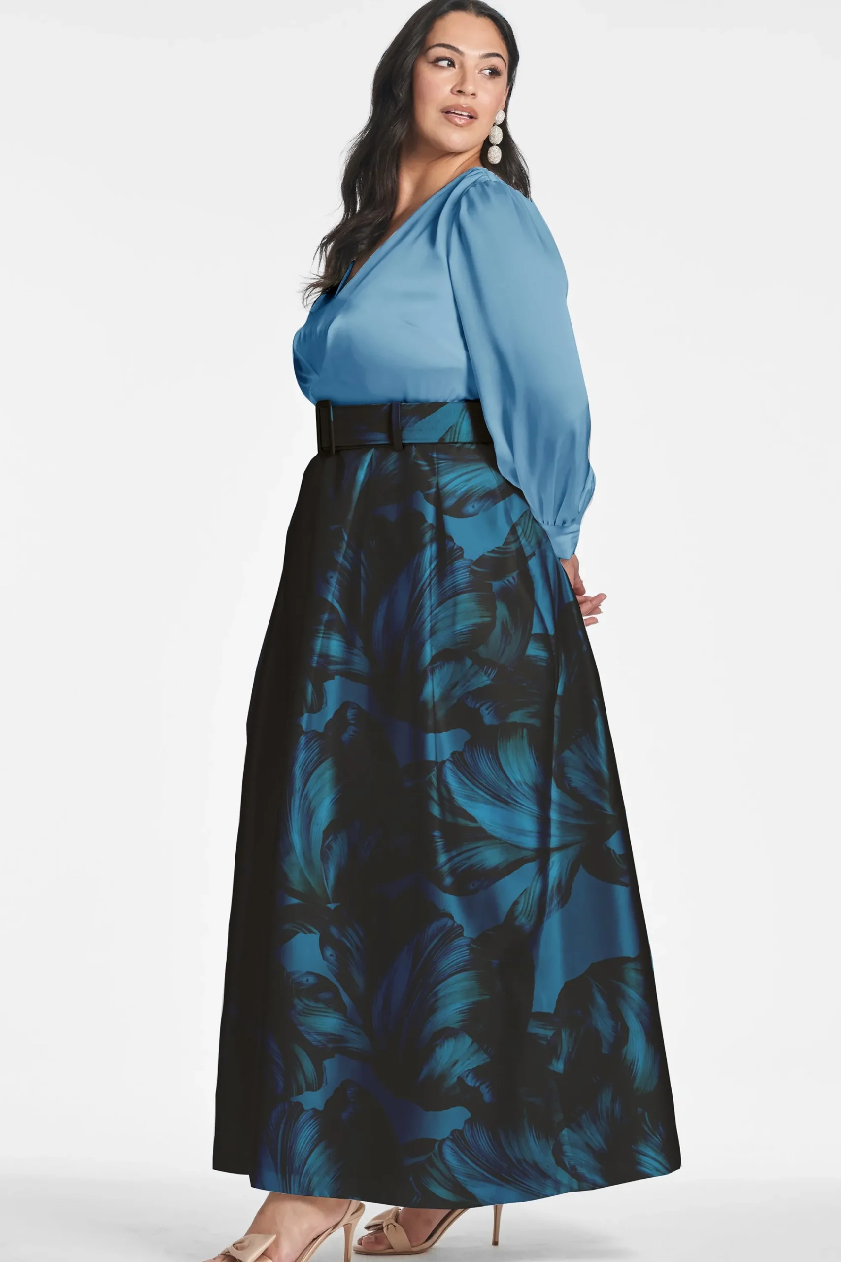 New Sachin & Babi Zoe Gown - Smokey Slate/Tonal Petal Smokeyslate/tonalpetal