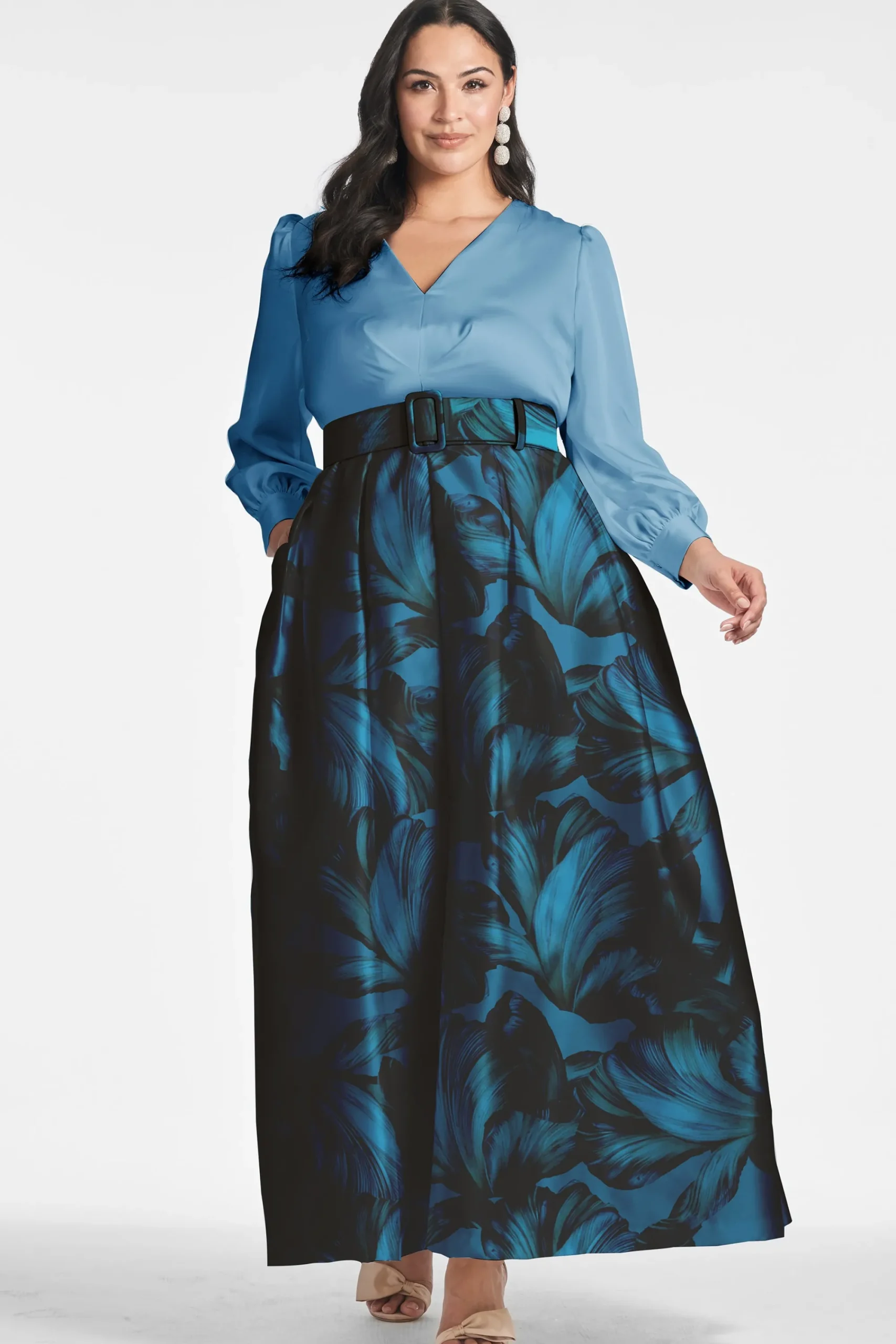 New Sachin & Babi Zoe Gown - Smokey Slate/Tonal Petal Smokeyslate/tonalpetal